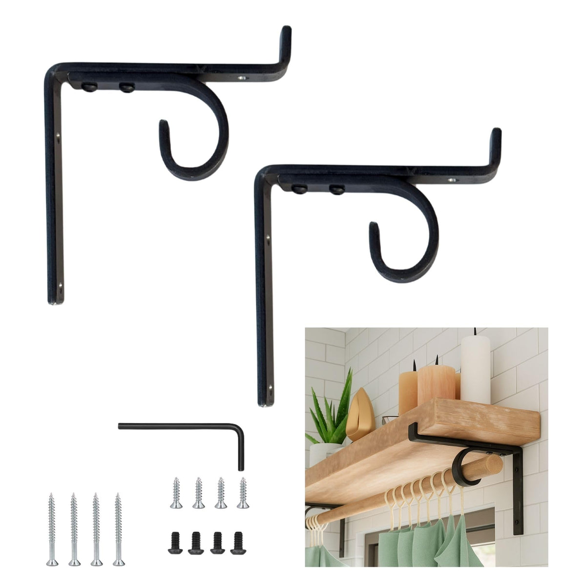 MKsteelco curtain rod brackets black finish