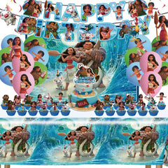 Moana birthday party supplies banner backdrop and balloons set