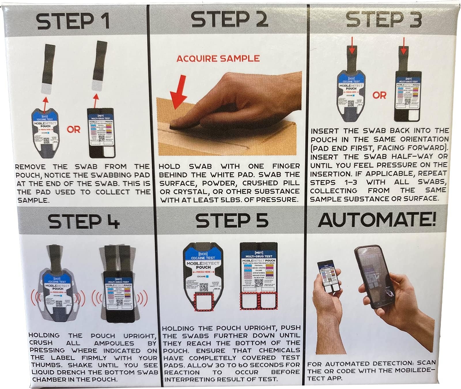 MobileDetect pouch residue detection multi-drug test kit front view