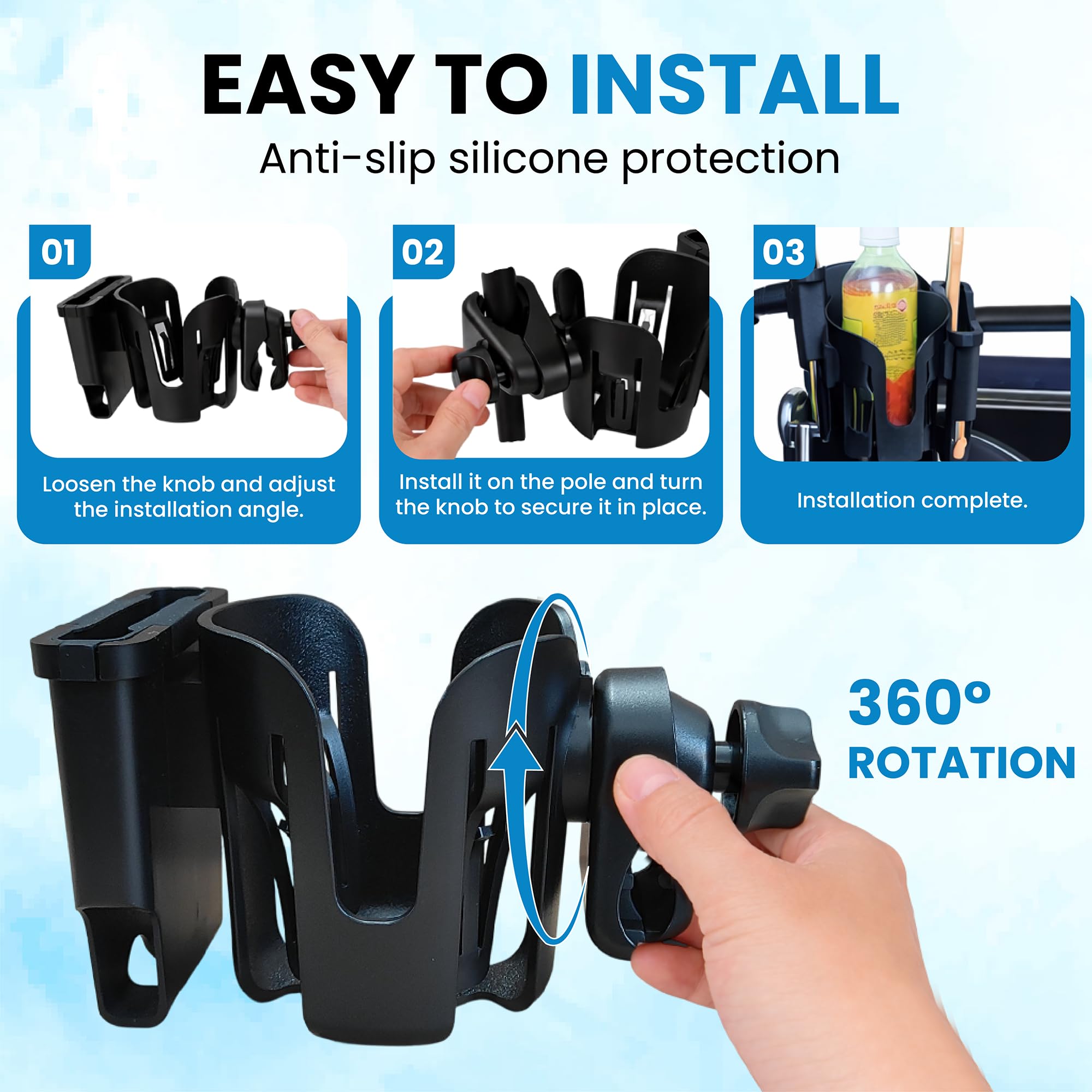 Mobility scooter accessory with cup holder