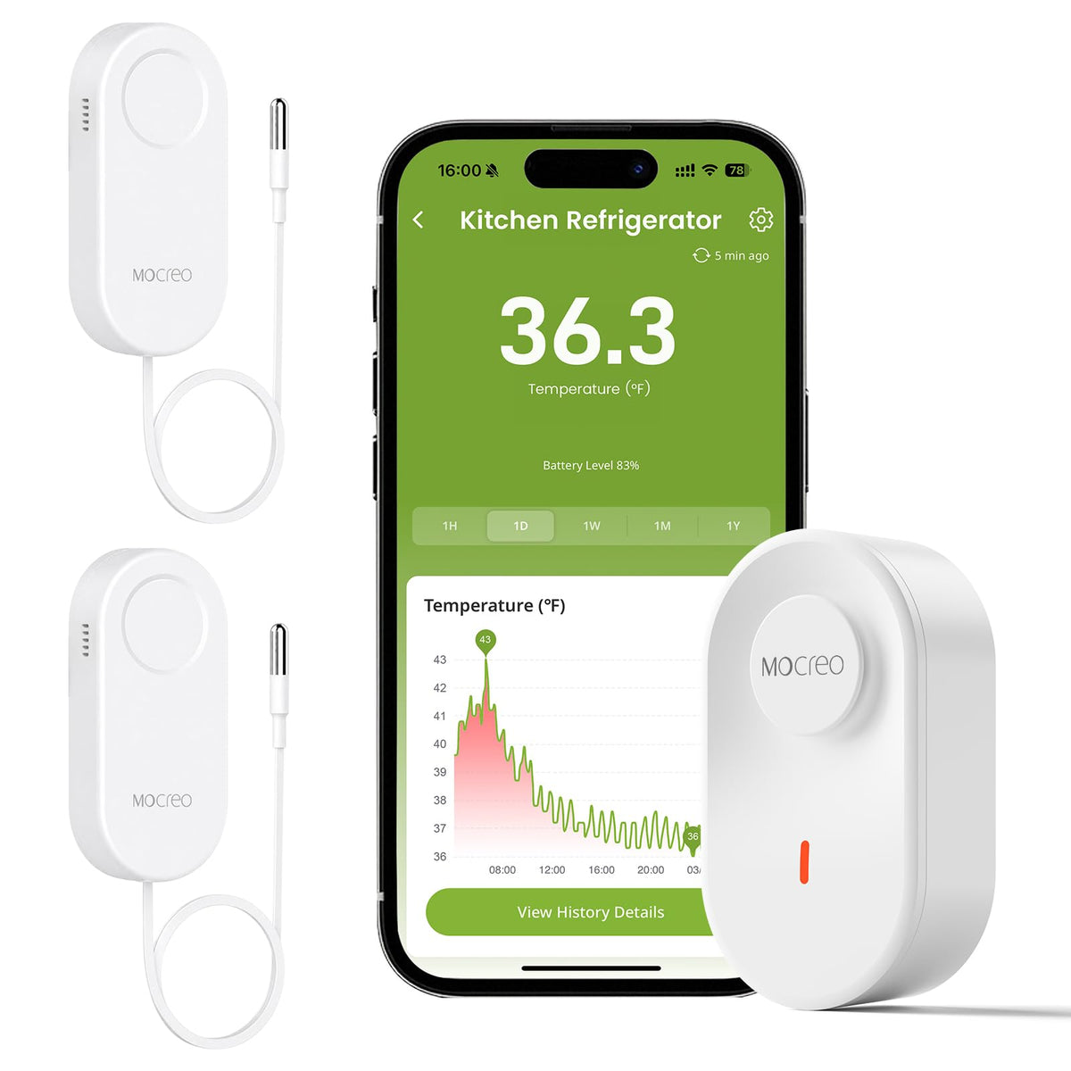 MOCREO wifi thermometer freezer alarm product image
