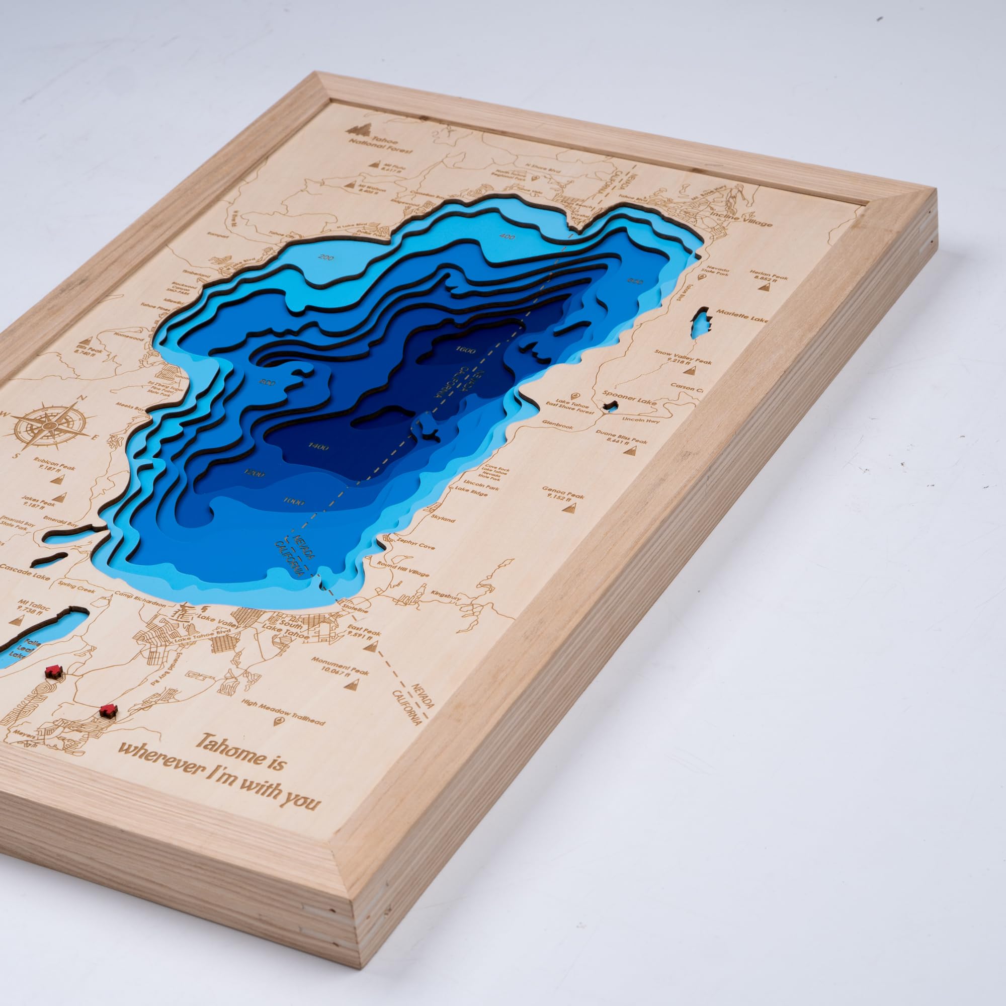 9-layer handcraft wood map detail