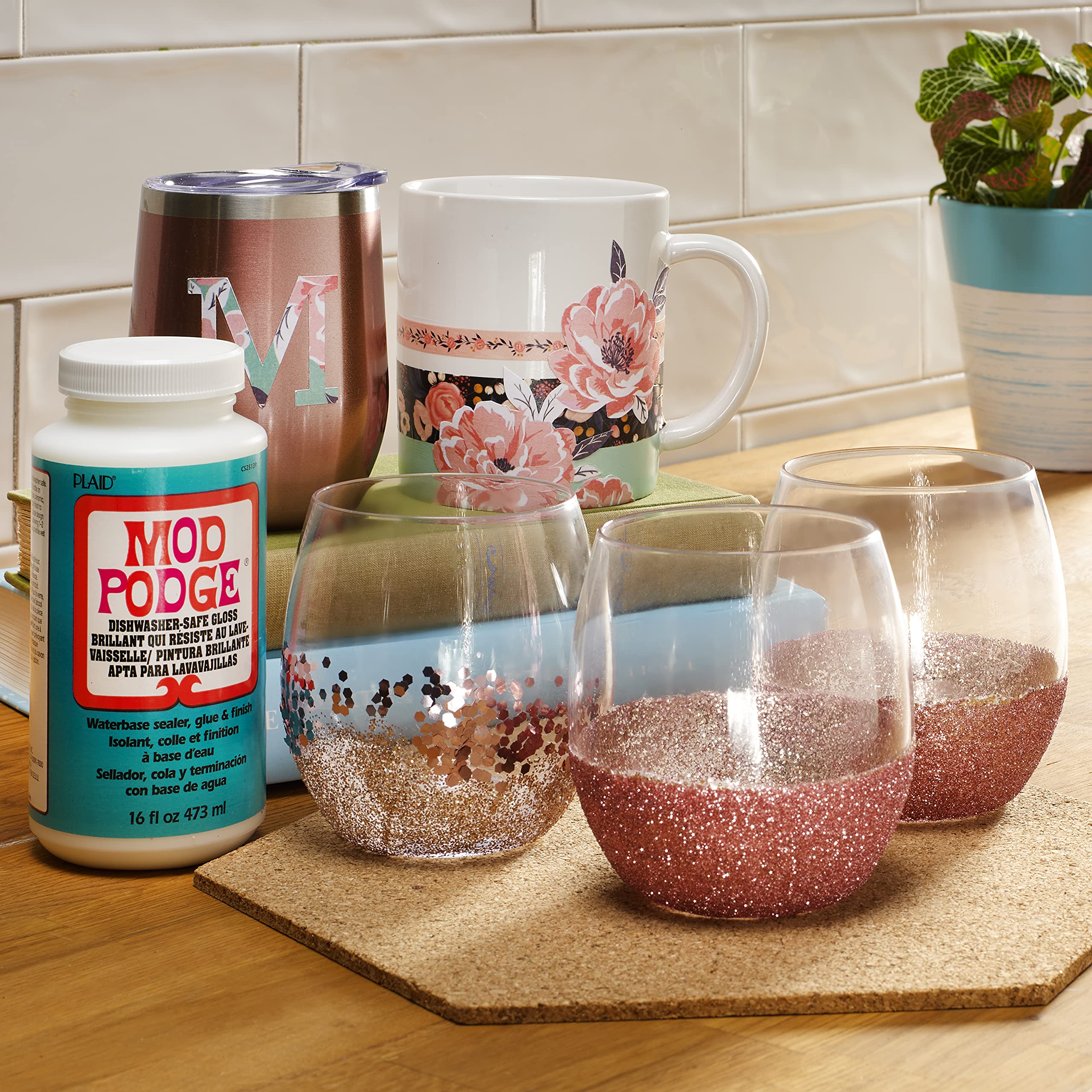 Top rack dishwasher safe Mod Podge bottle for crafts 8-ounce