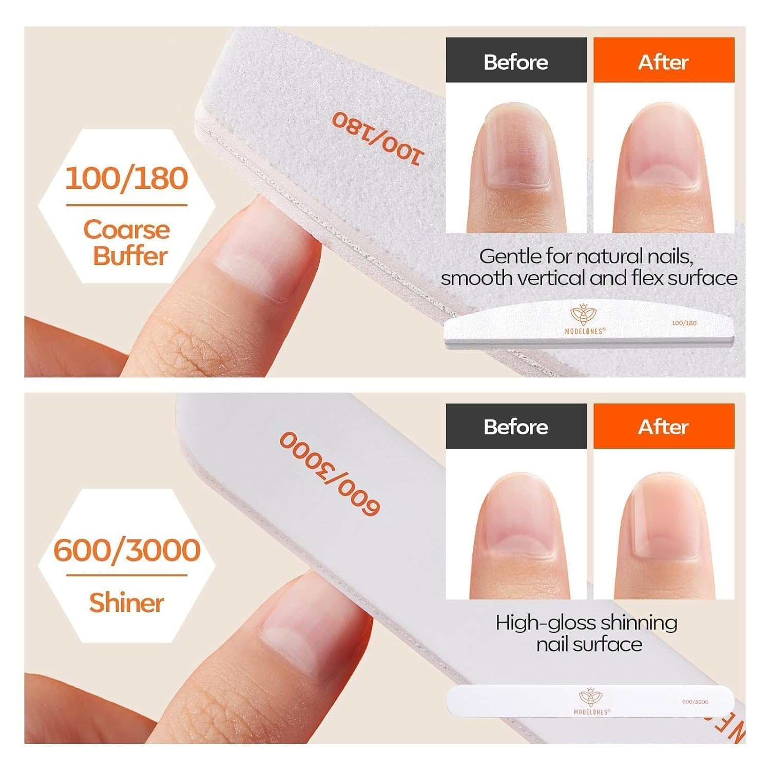 Modelones nail files 100-180 grit for shaping