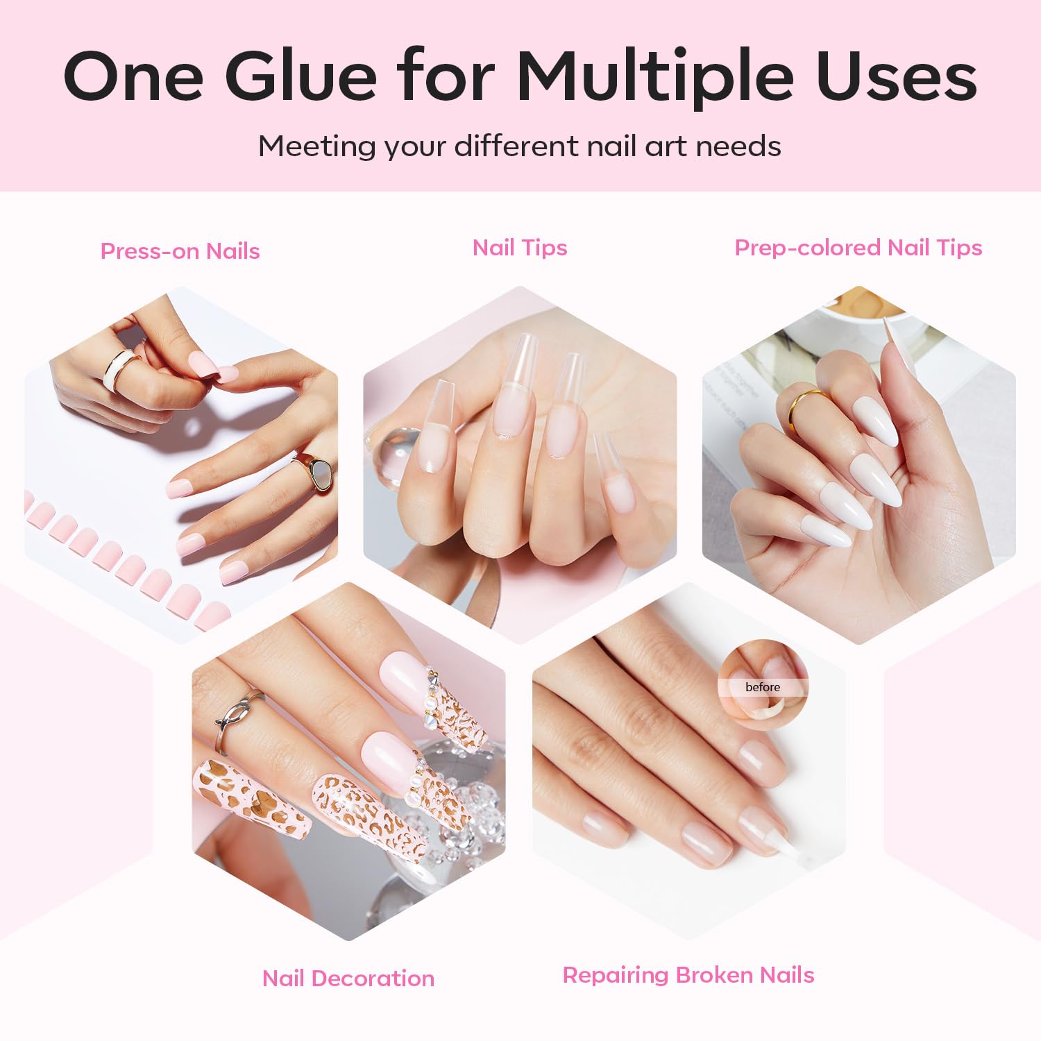 modelones duo press on nails glue and remover pack
