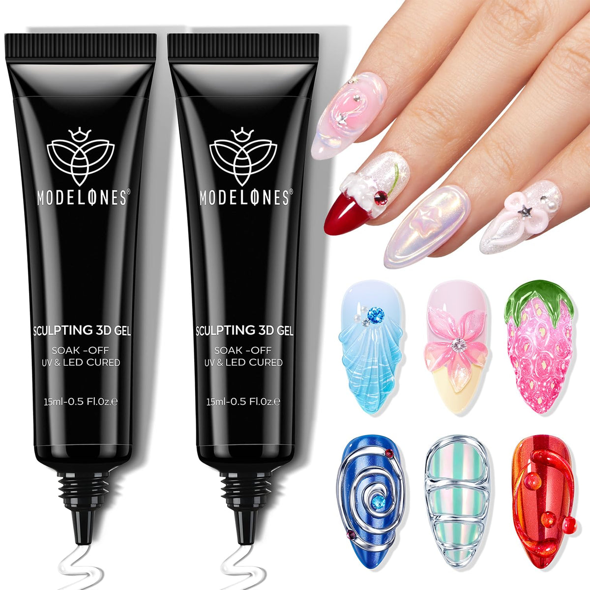 Modelones 3D Gel Nail Art clear sculpting gel 15g tube