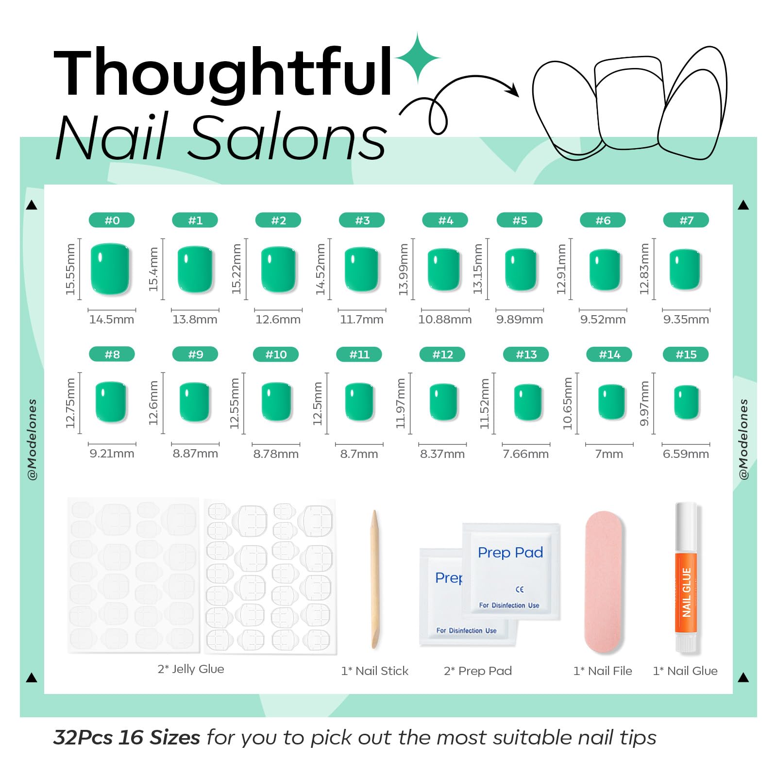 Modelones double-sided nail file cuticle stick prep pad