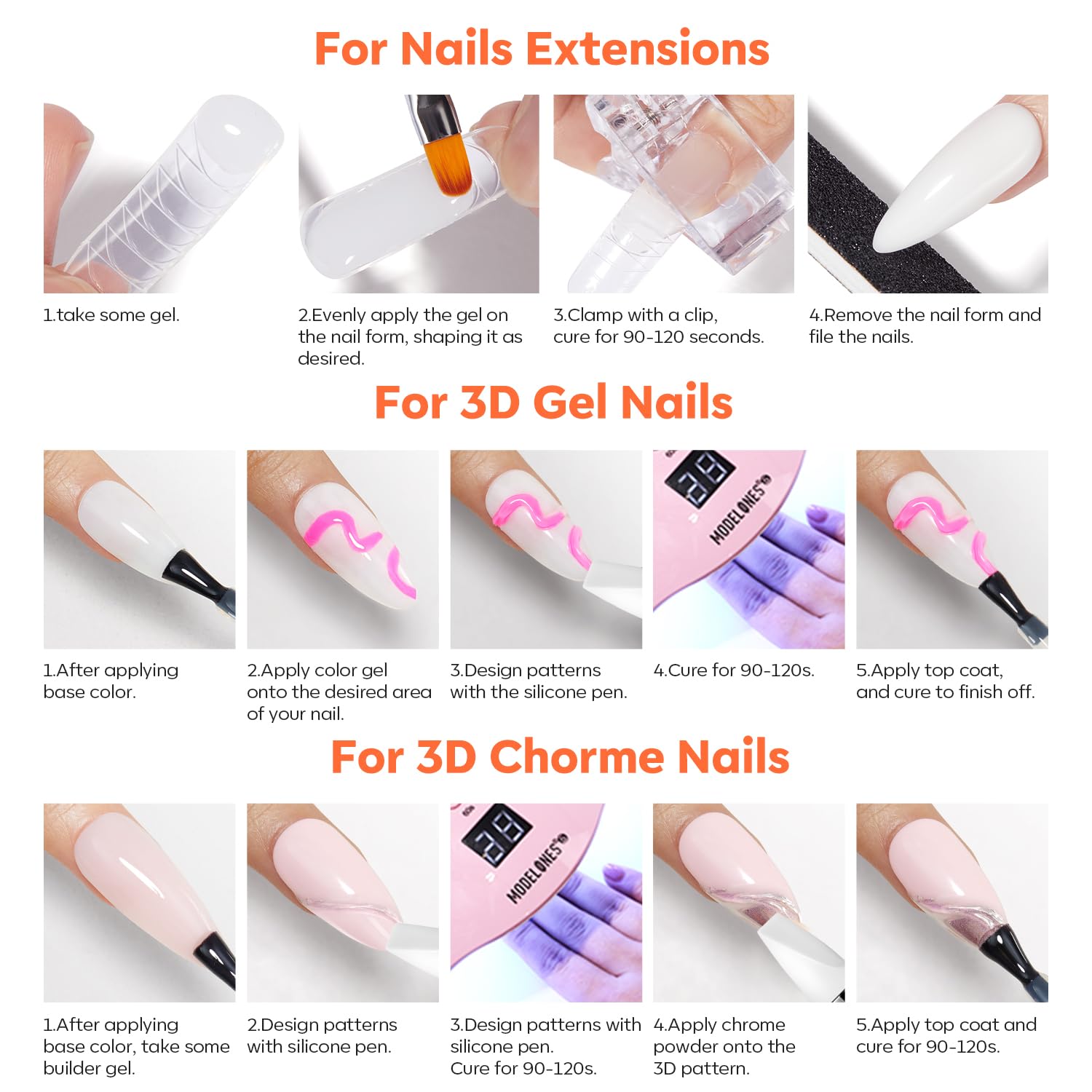 Solid nail gel ideal for extensions and 3D sculpting by modelones