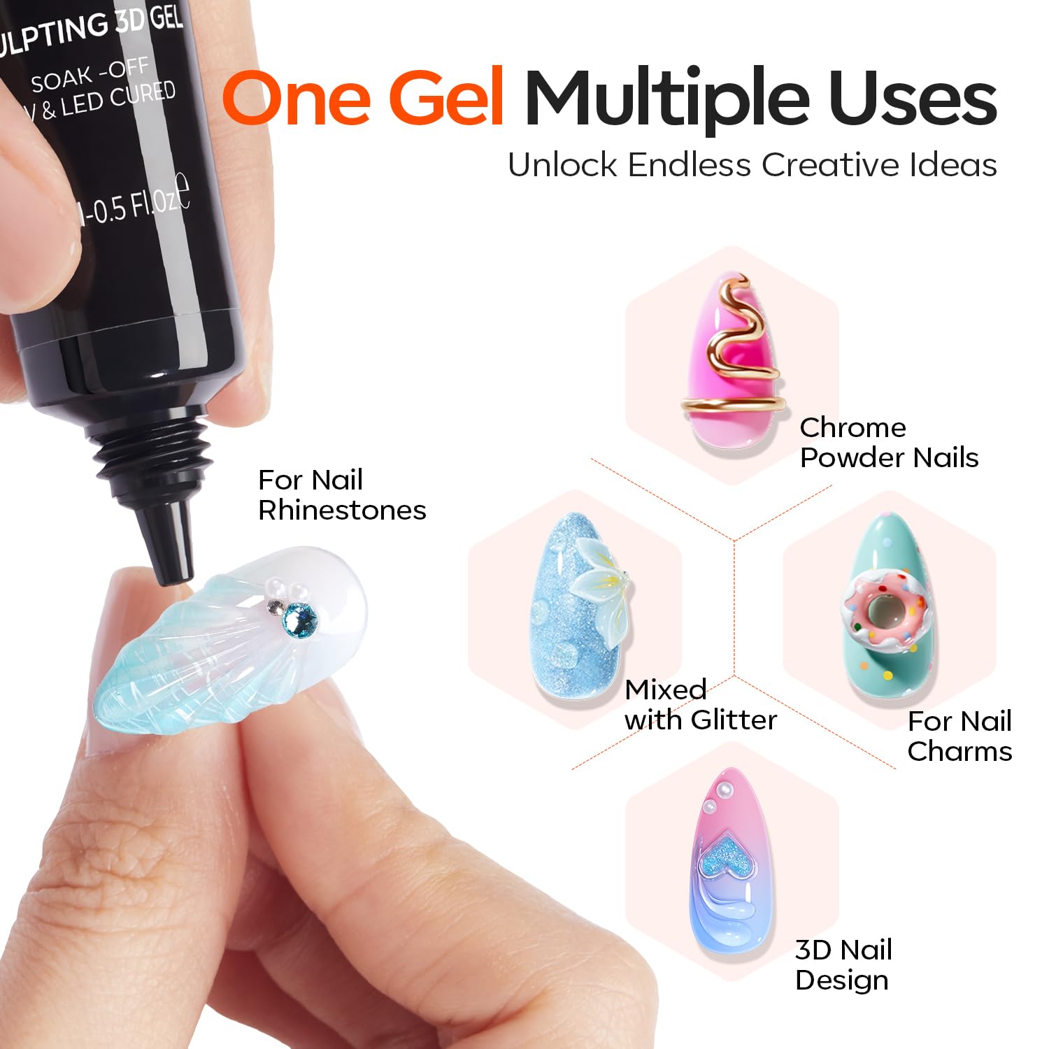 Modelones thick moldable 3D nail sculpting gel for flowers