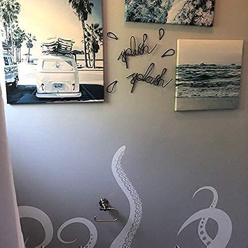 Modern bathroom decor metal word art wall sign with adhesive hanging