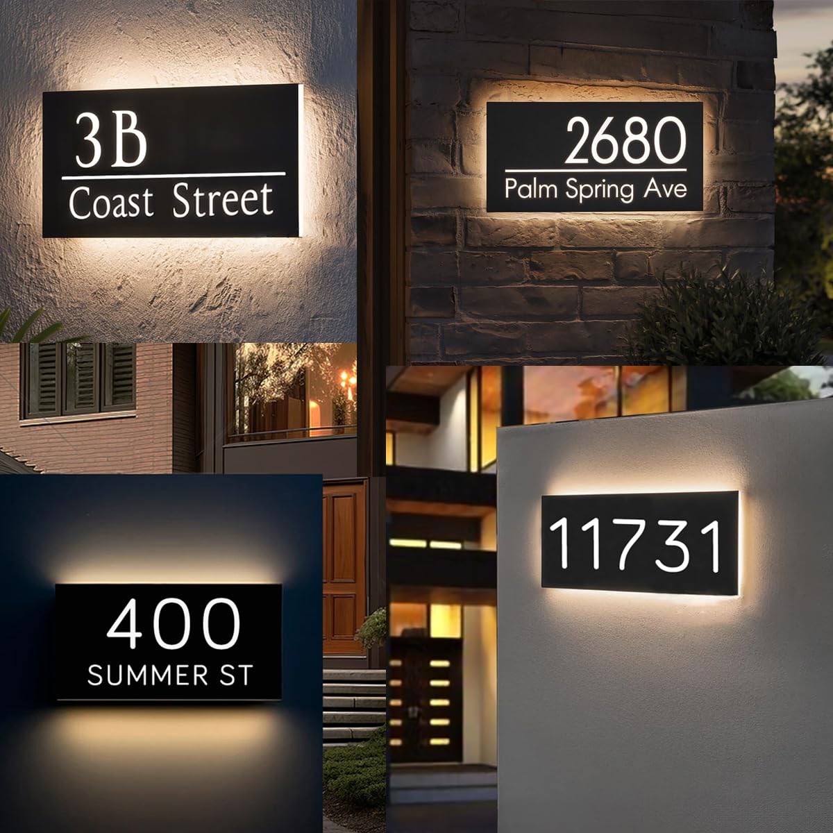 Modern house numbers display for home exterior