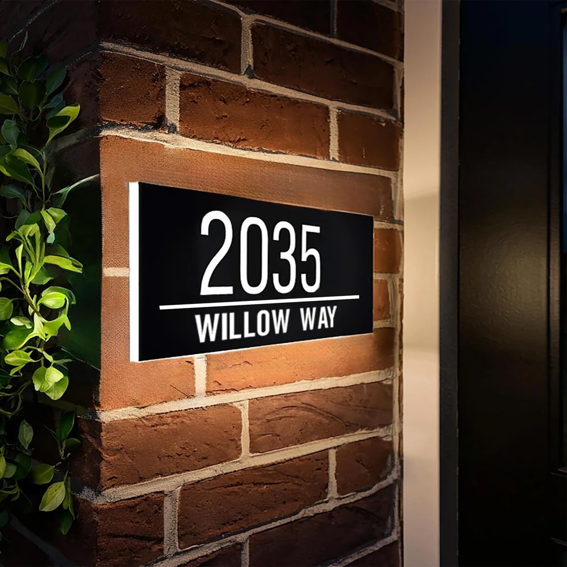 Modern simple metal with acrylic address plaque detail