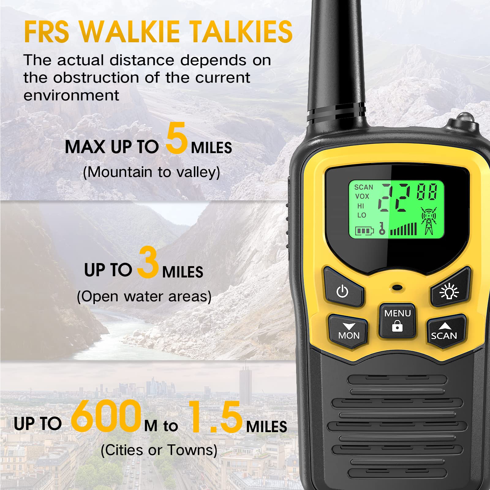 Outdoor use MOICO walkie talkies range up to 3 miles
