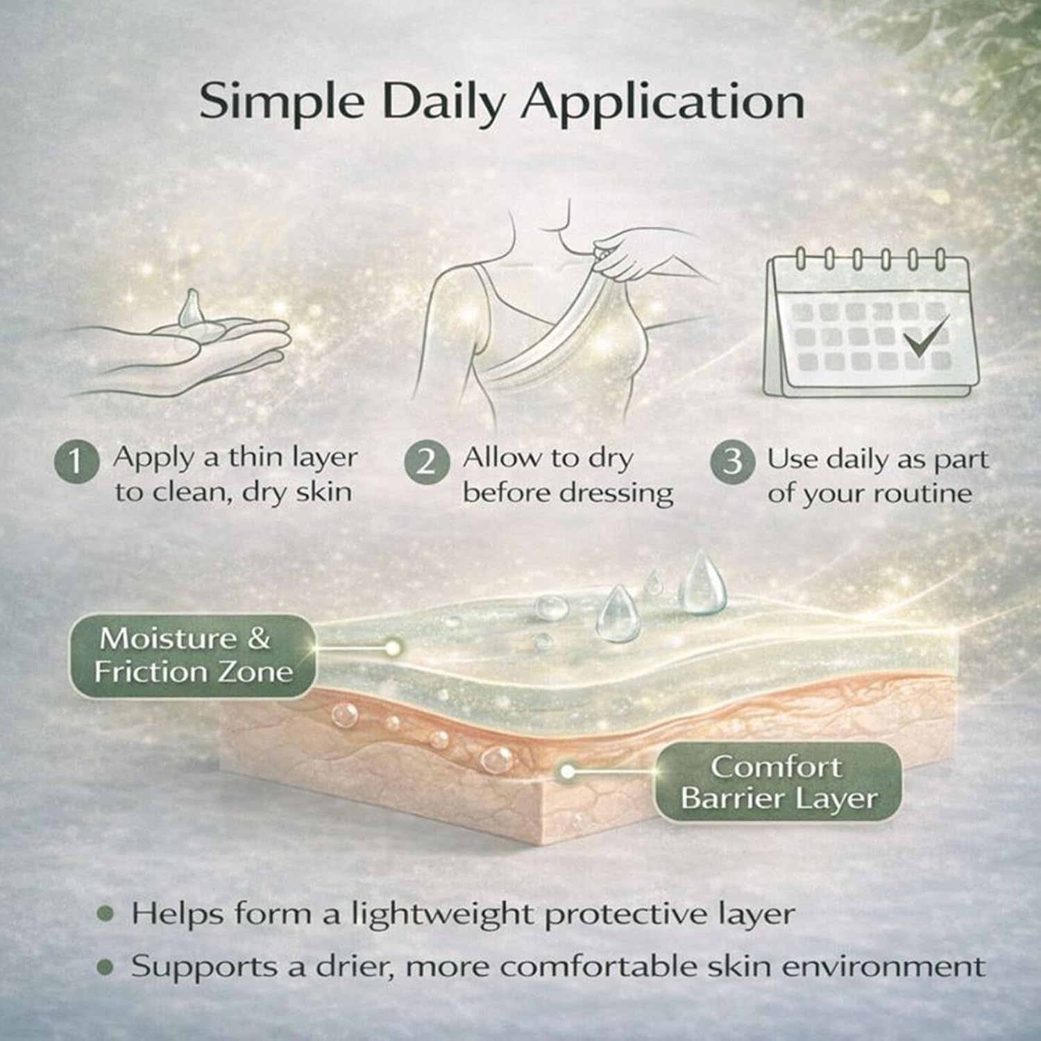 Barrier cream for moisture-prone areas in daily wear