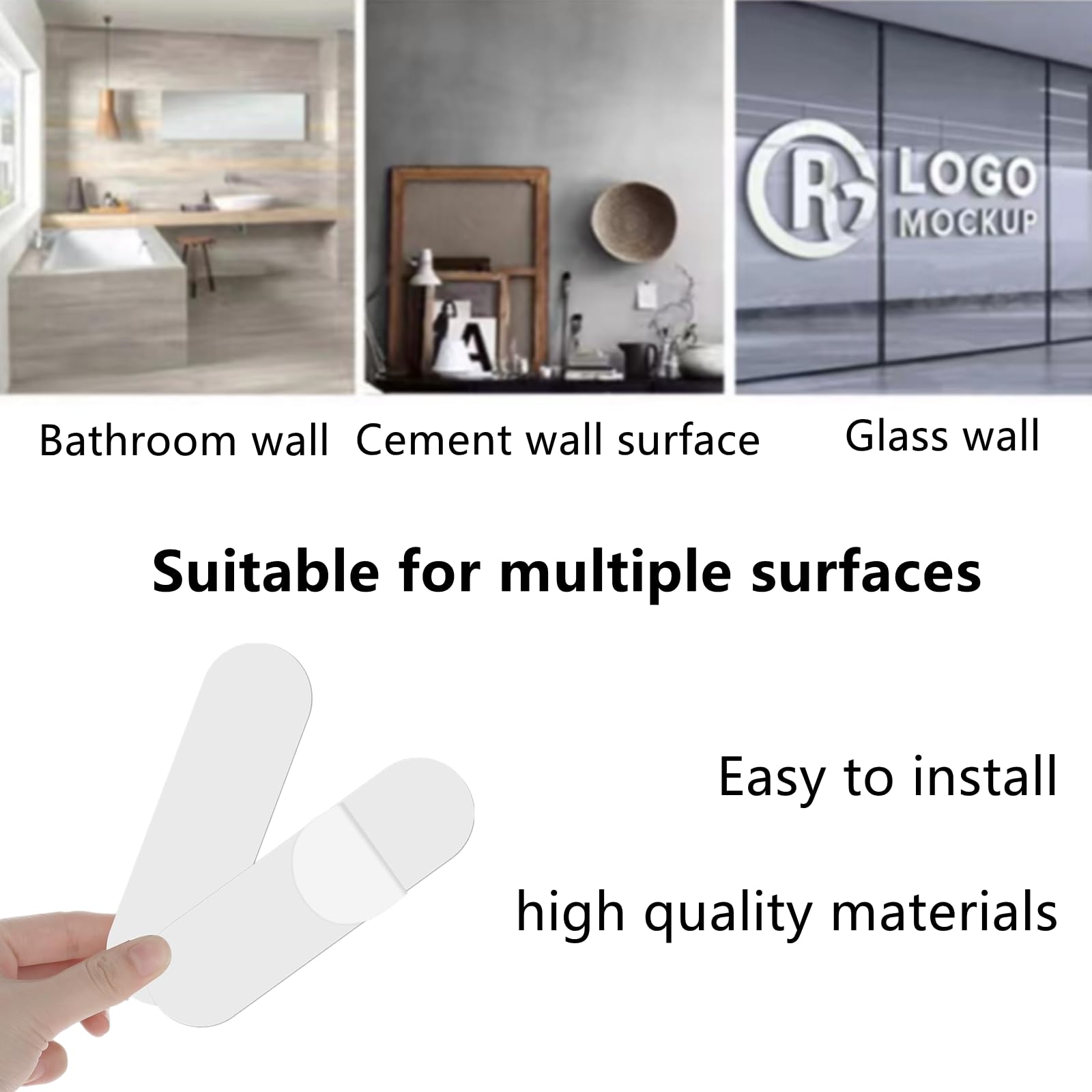 Adheres to smooth surfaces wood glass steel ceramic tiles