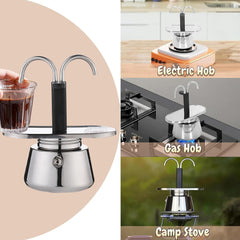 100ml capacity moka pot labeled