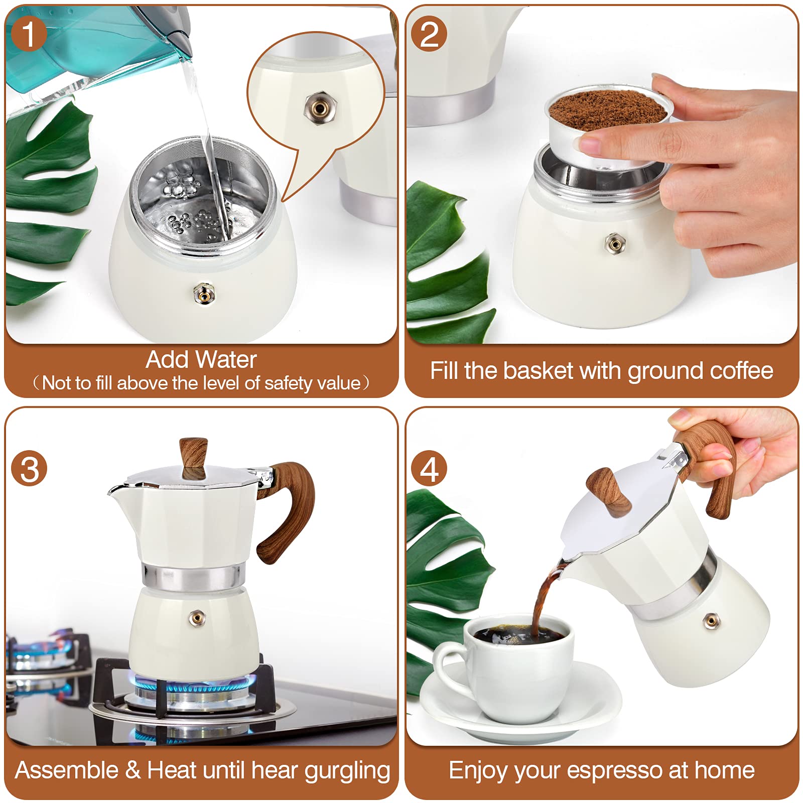 Italian coffee maker suitable for cappuccino or latte