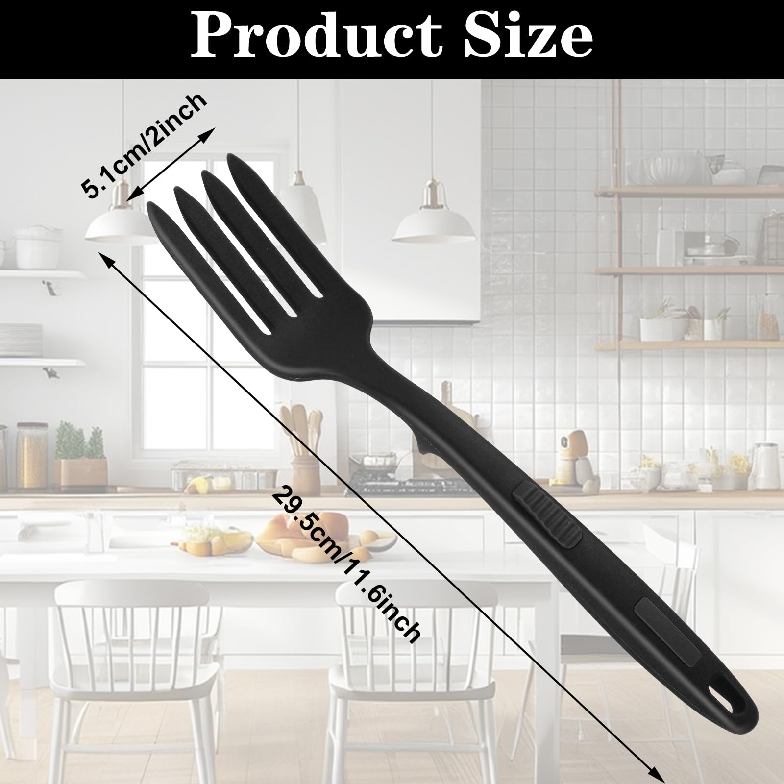 Dishwasher safe silicone cooking fork with nonstick surface