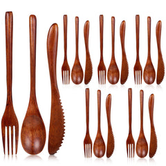 Molain wooden utensils eating 18pcs spoons forks knives set