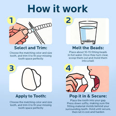 Moldable thermal beads used in tooth repair kit