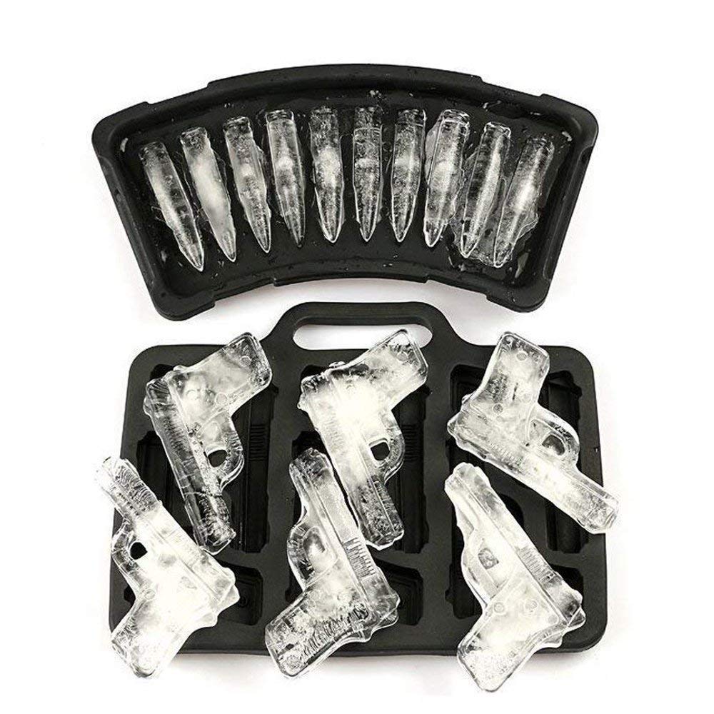 MoldFun handgun and bullet ice tray set in black