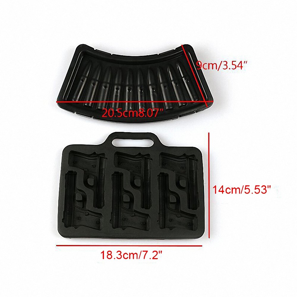 Pistol shaped ice cubes made with silicone MoldFun set