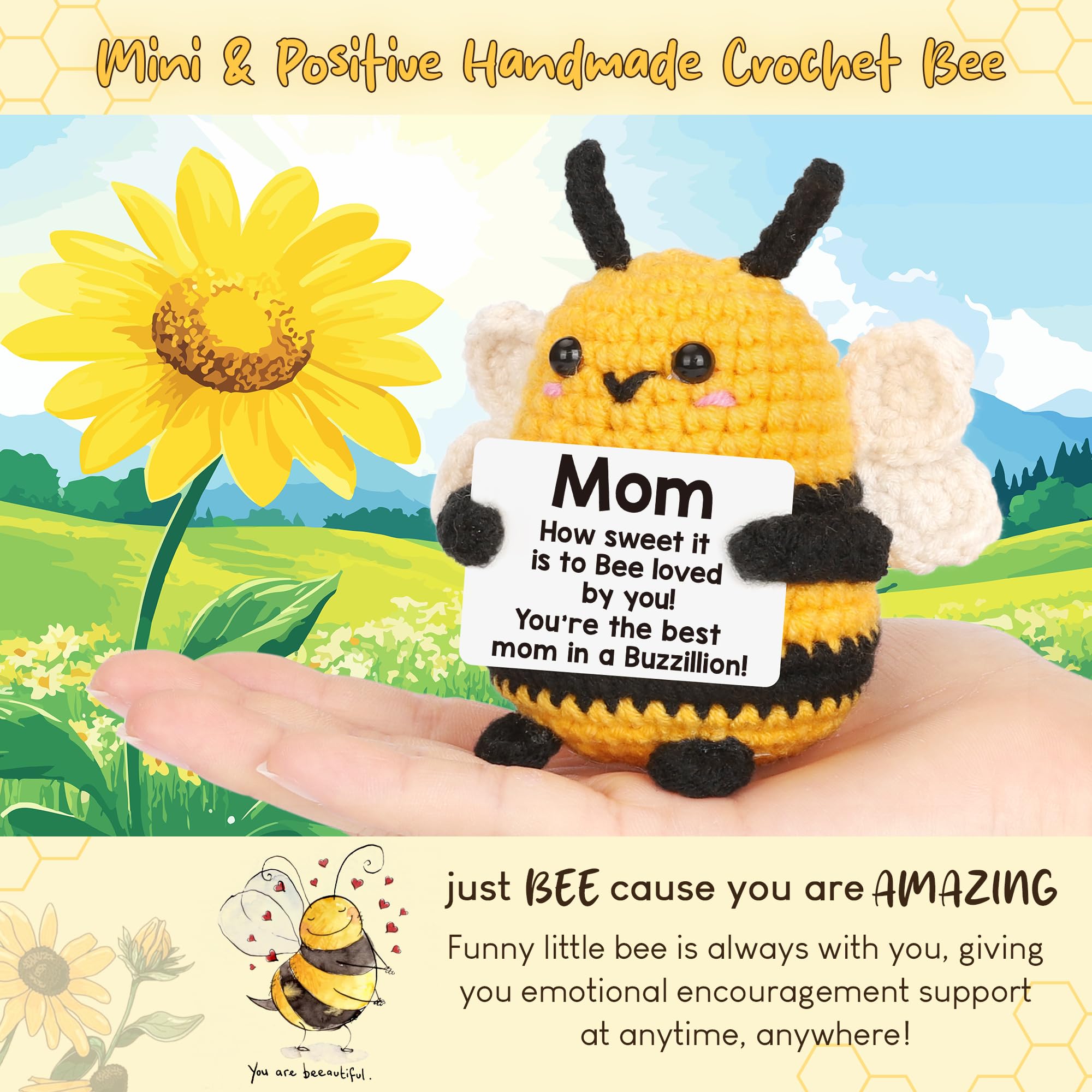 Gift for mom from daughter son crochet bee on shelf
