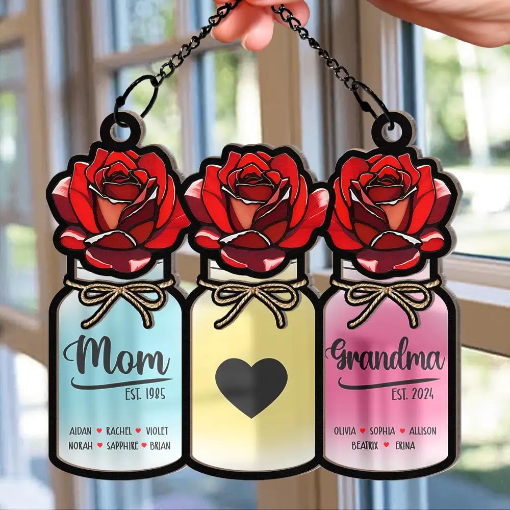 Mom Grandma Great Grandmas sun catcher hanging by window