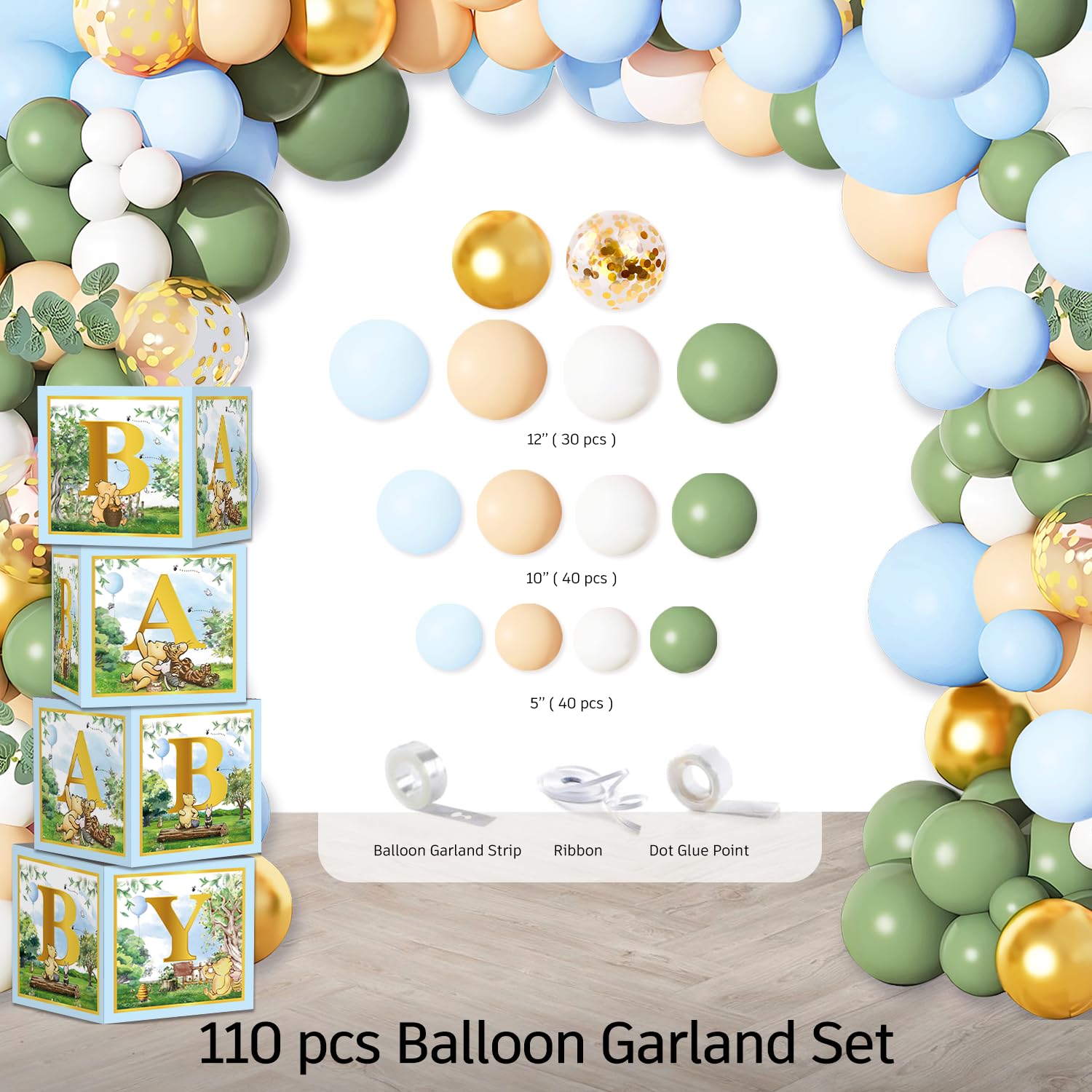 Pooh bear themed baby shower party supplies