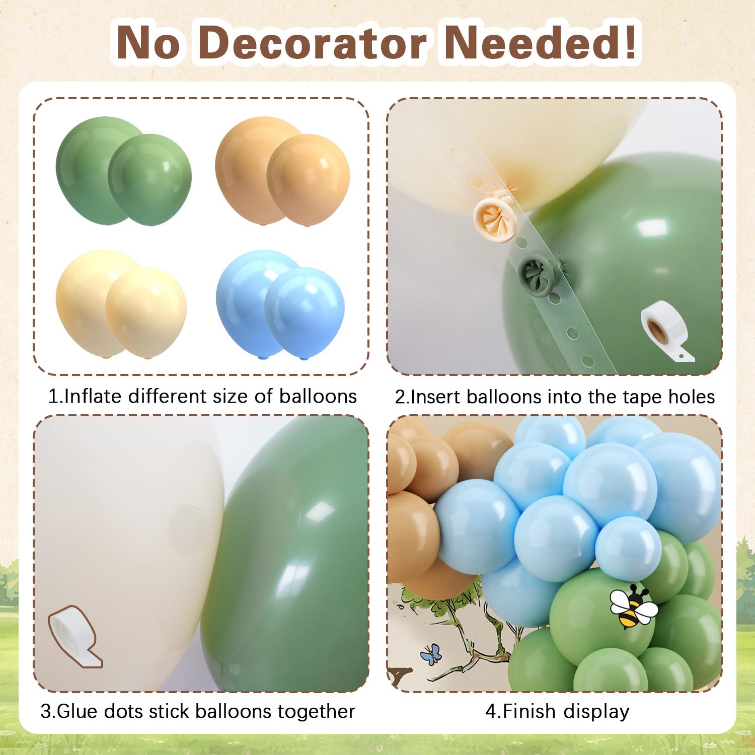 Bee stickers and cake toppers accent Winnie shower
