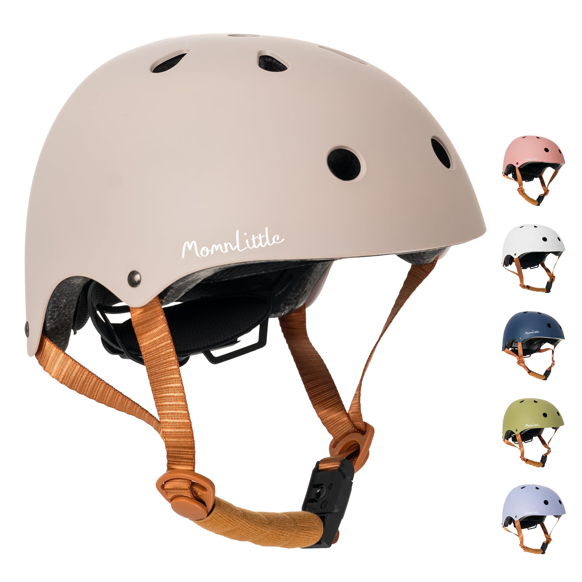 MomnLittle Kids Bike Helmet size X-Small in warm grey