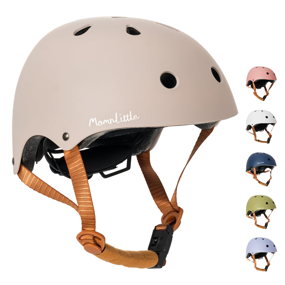 MomnLittle Kids Bike Helmet size X-Small in warm grey