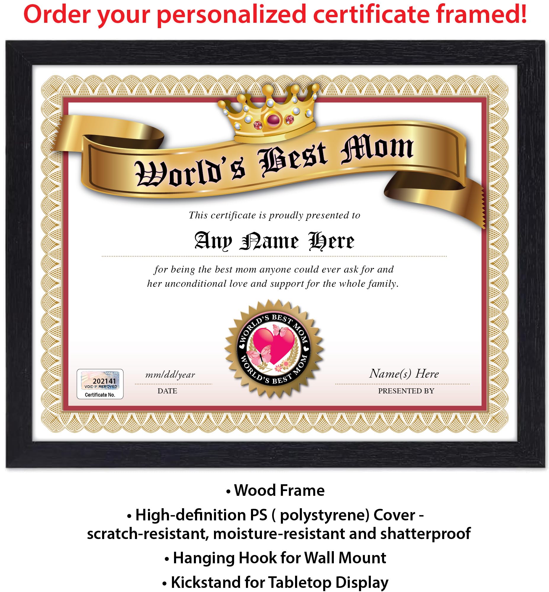 Diploma personalized with Mom's Name Children Name(s) and Date