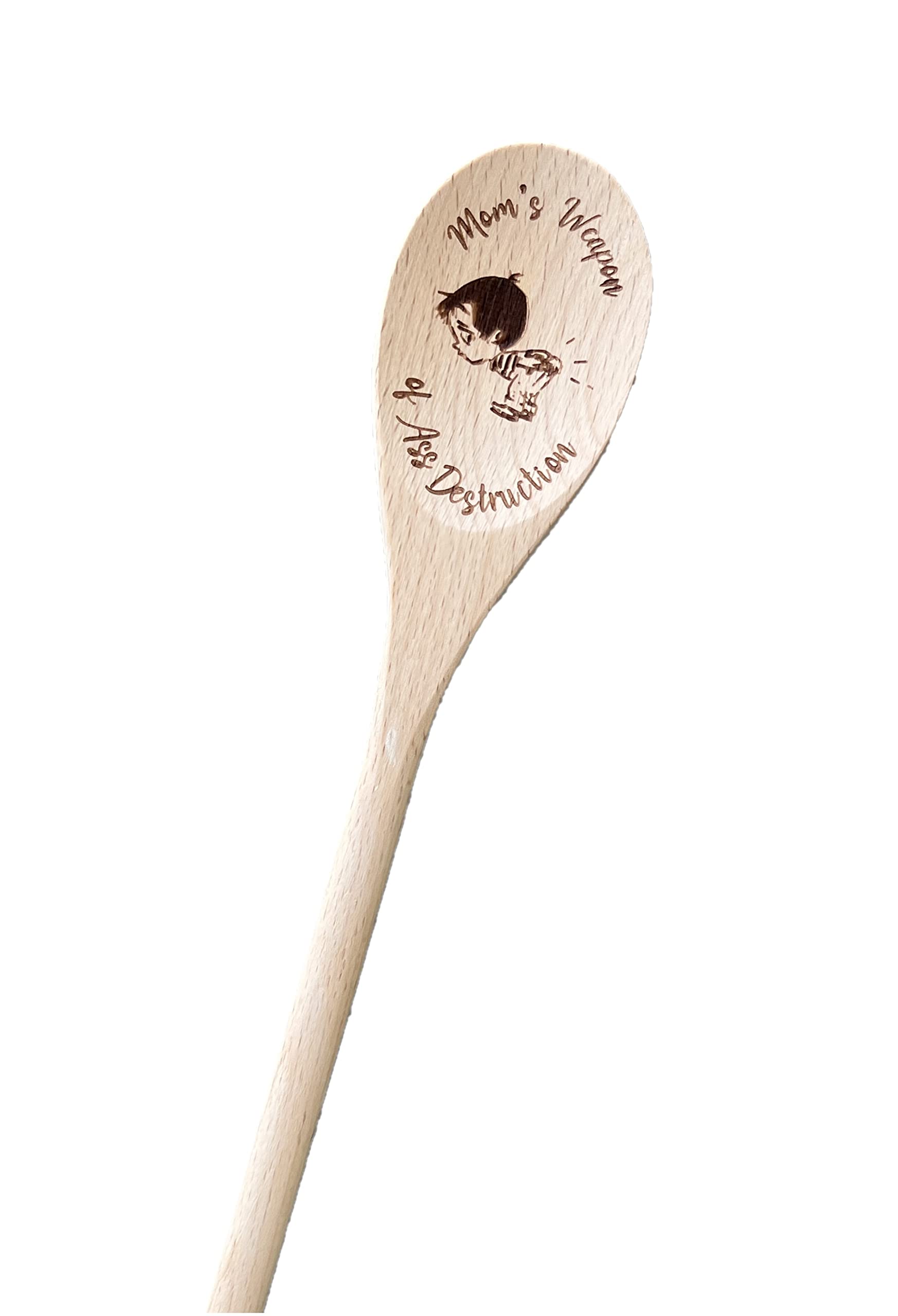 Mom's Weapon of Ass Destruction wooden spoon 14 inch beechwood