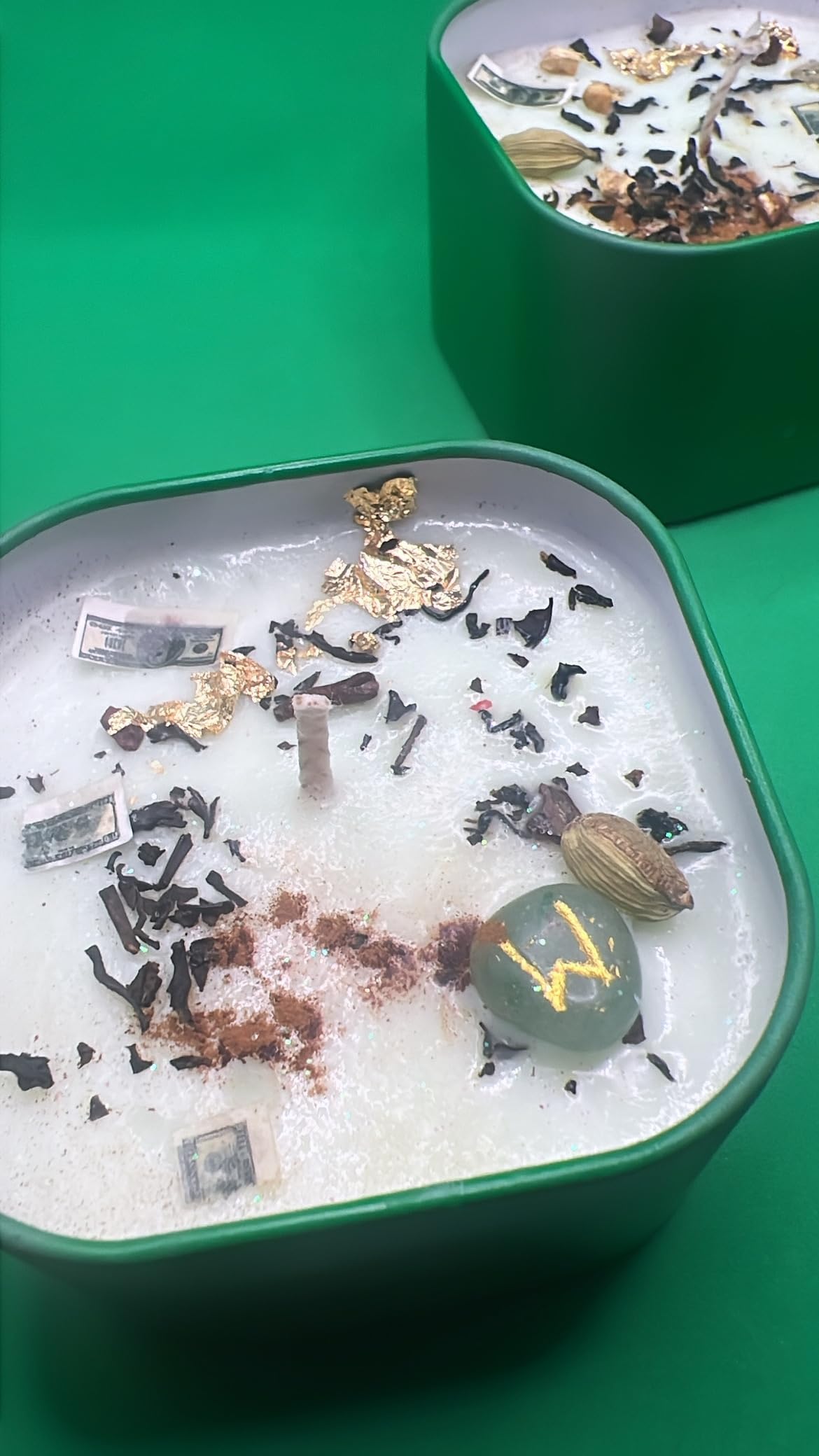 Money Drawing Candle with gold foil accents