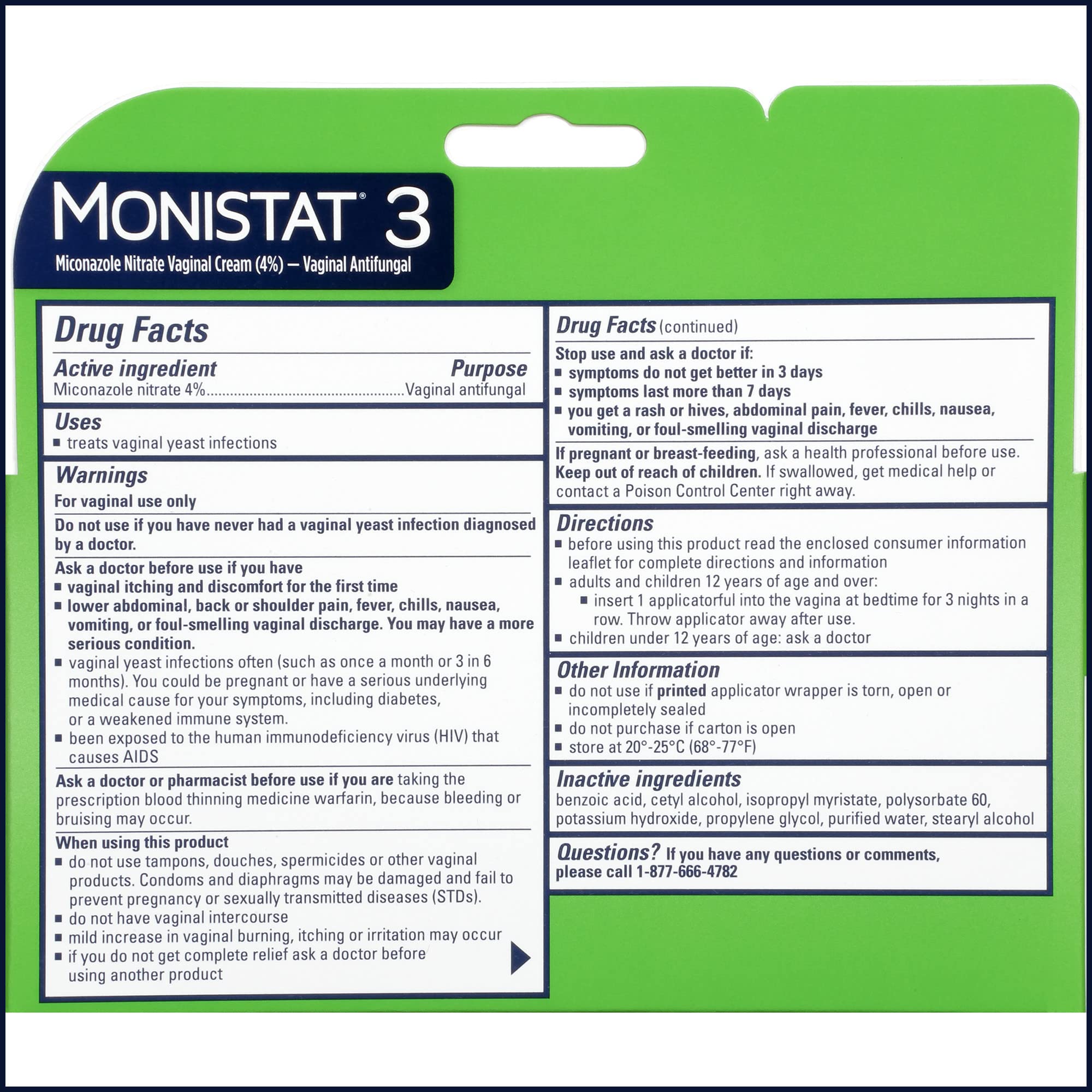 Monistat Miconazole Cream tube for yeast infection