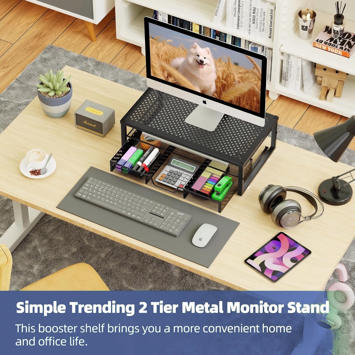 Monitor Stand Riser showing 2-tier design details