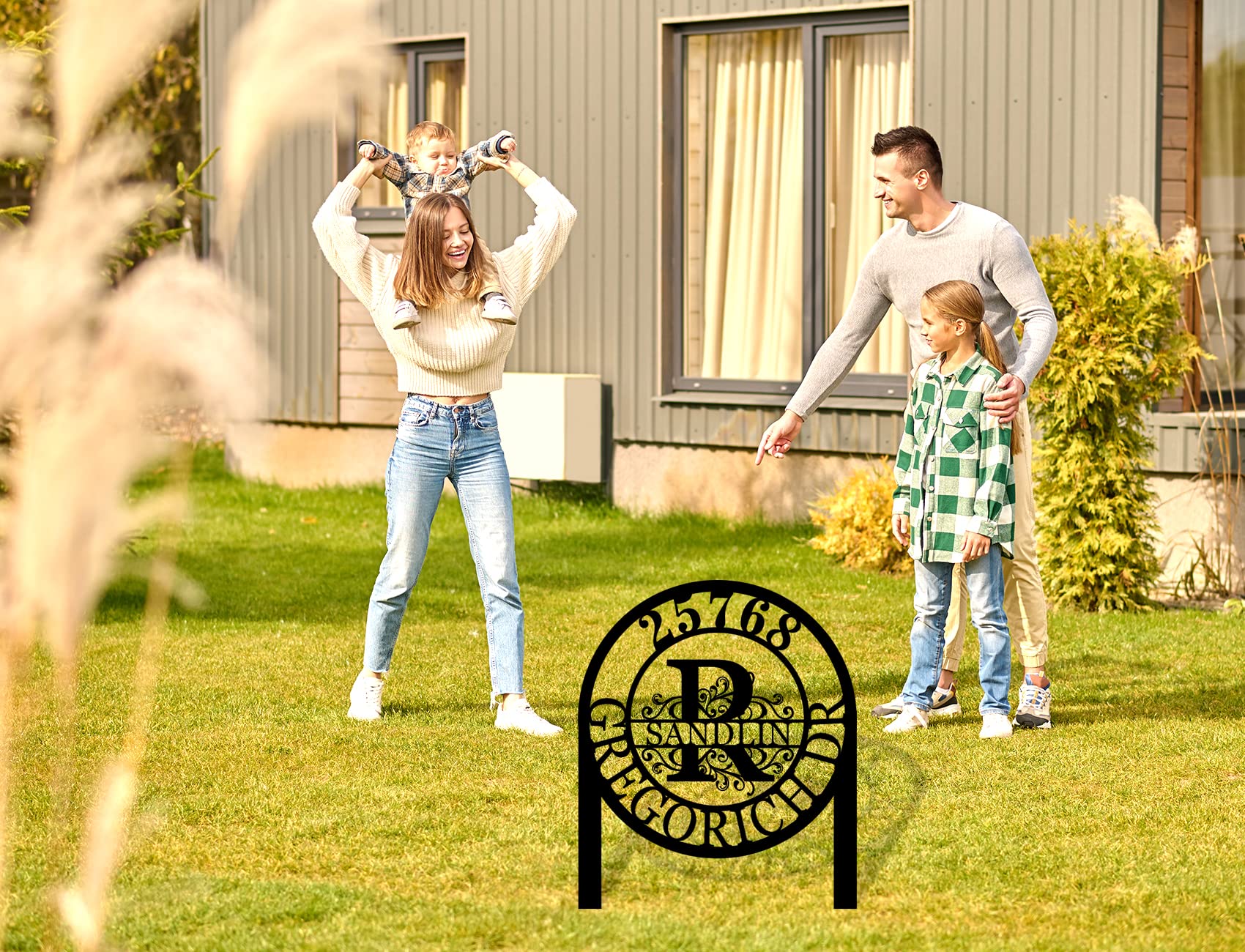 Monogram address board color options gold silver white