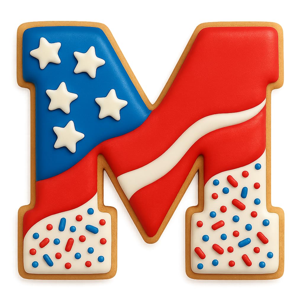 Monogrammed treats Varsity M cookie cutter