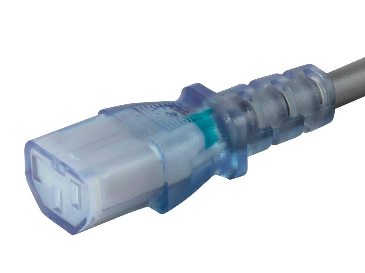 Monoprice hospital-grade cable 6 ft gray with clear plugs and NEMA IEC 320-C13