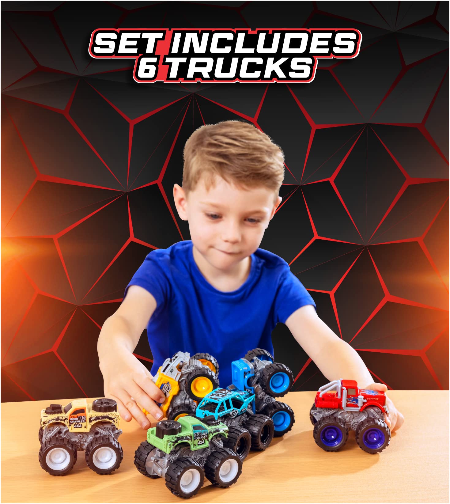 Monster Trucks with giant wheels and four-wheel-drive design