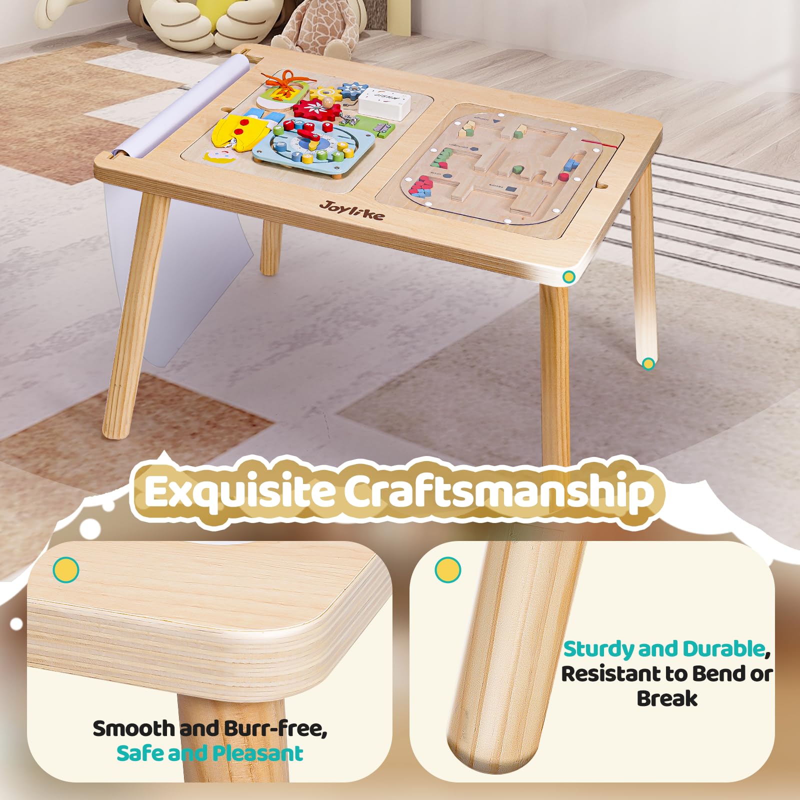 Durable natural wood sensory table for kids
