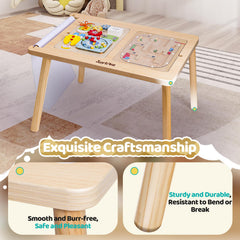 Durable natural wood sensory table for kids
