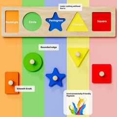 Montessori style toddler puzzle toy for color and shape learning