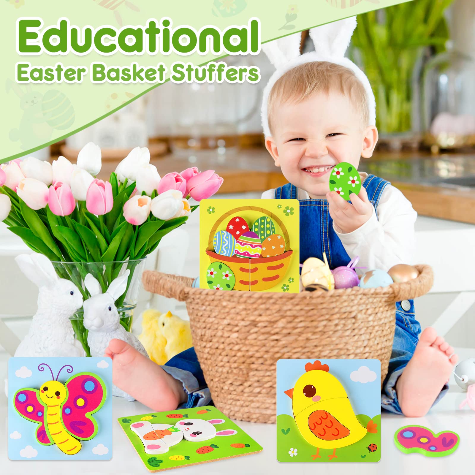 Montessori inspired wooden puzzles for toddlers