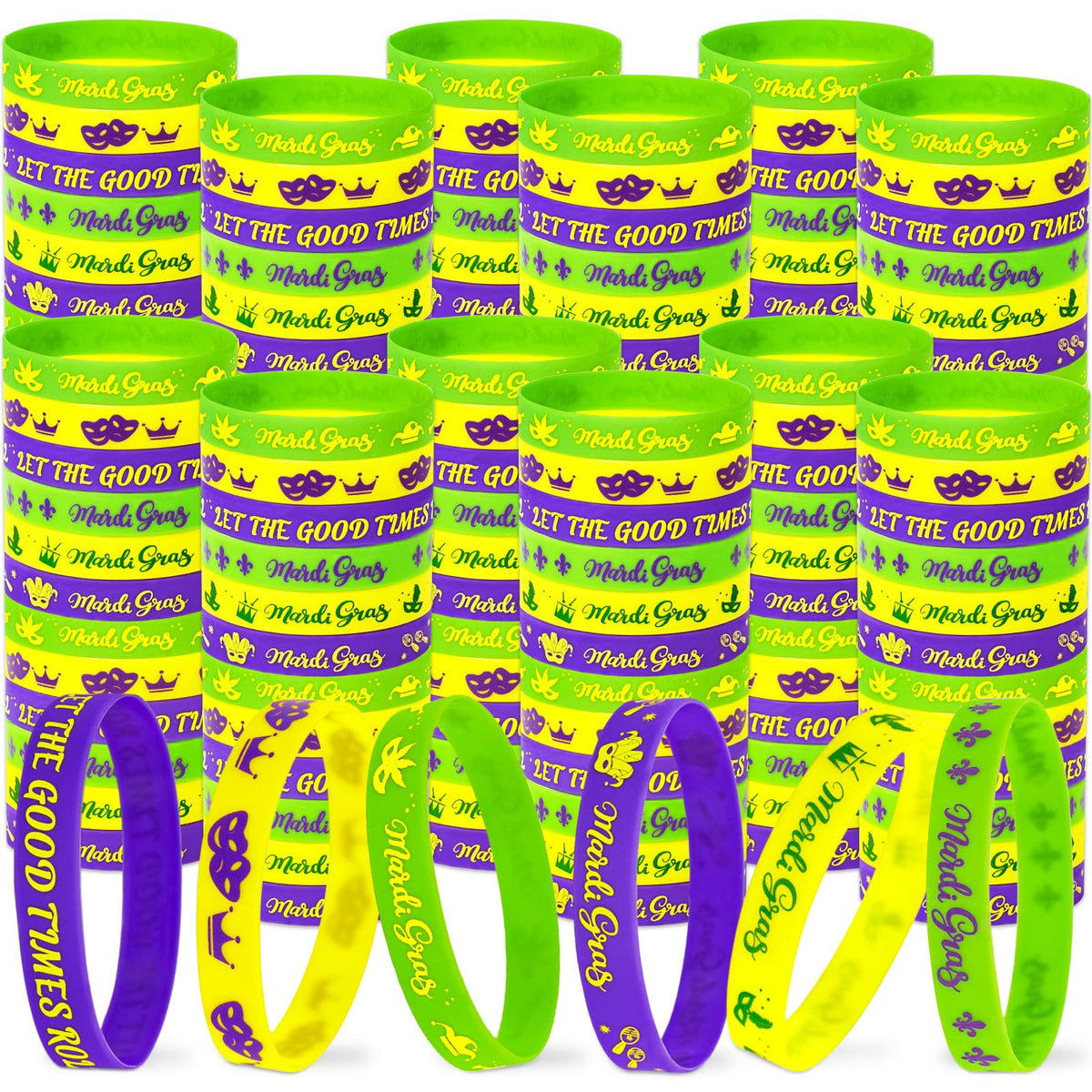 Moon Boat 144pcs Mardi Gras wristbands six styles