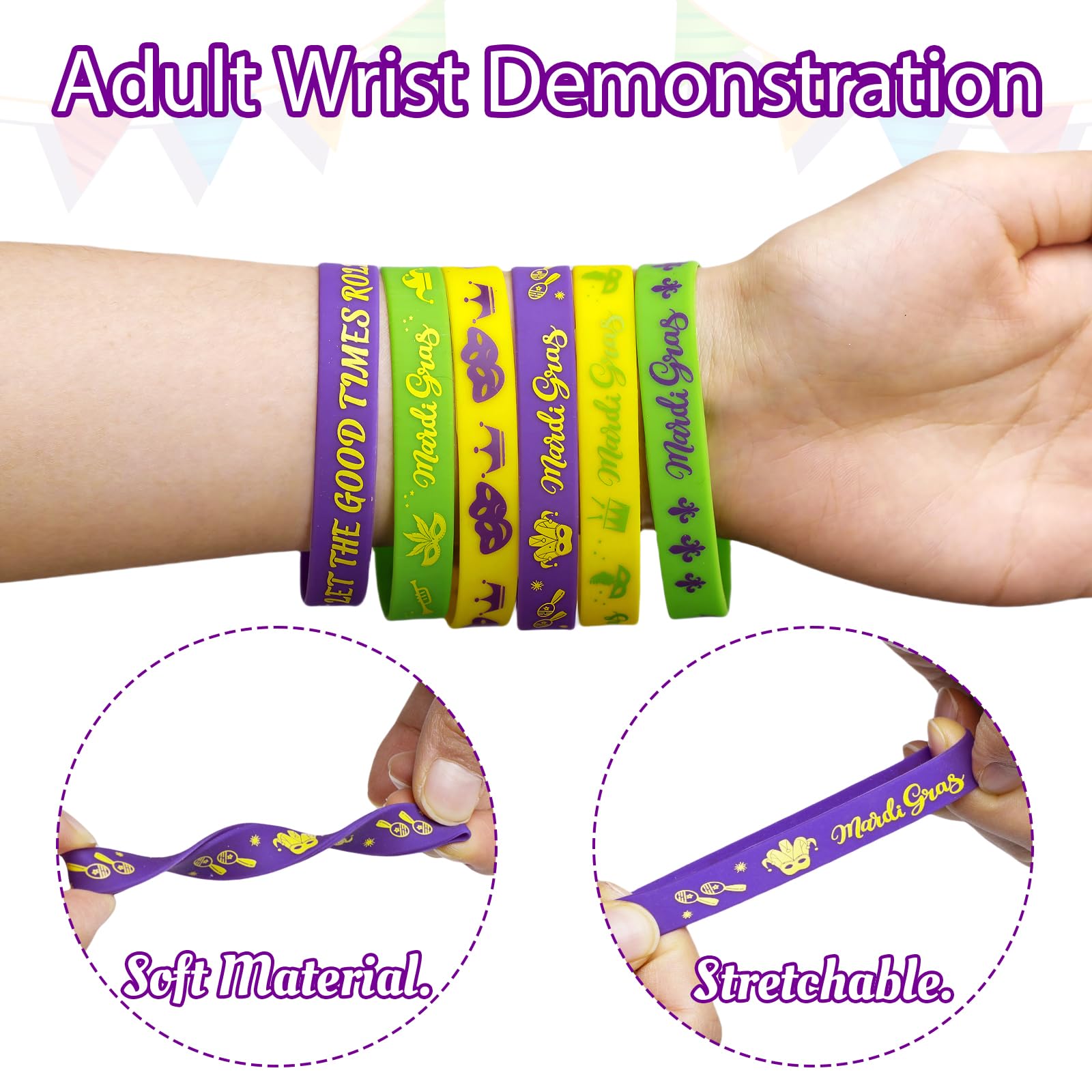 Party favors and decorations Moon Boat Mardi Gras wristbands not for under 12