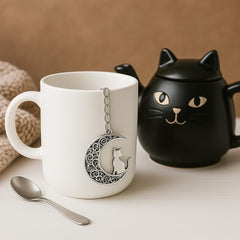 Moon Cat mesh ball tea infuser for loose leaf tea