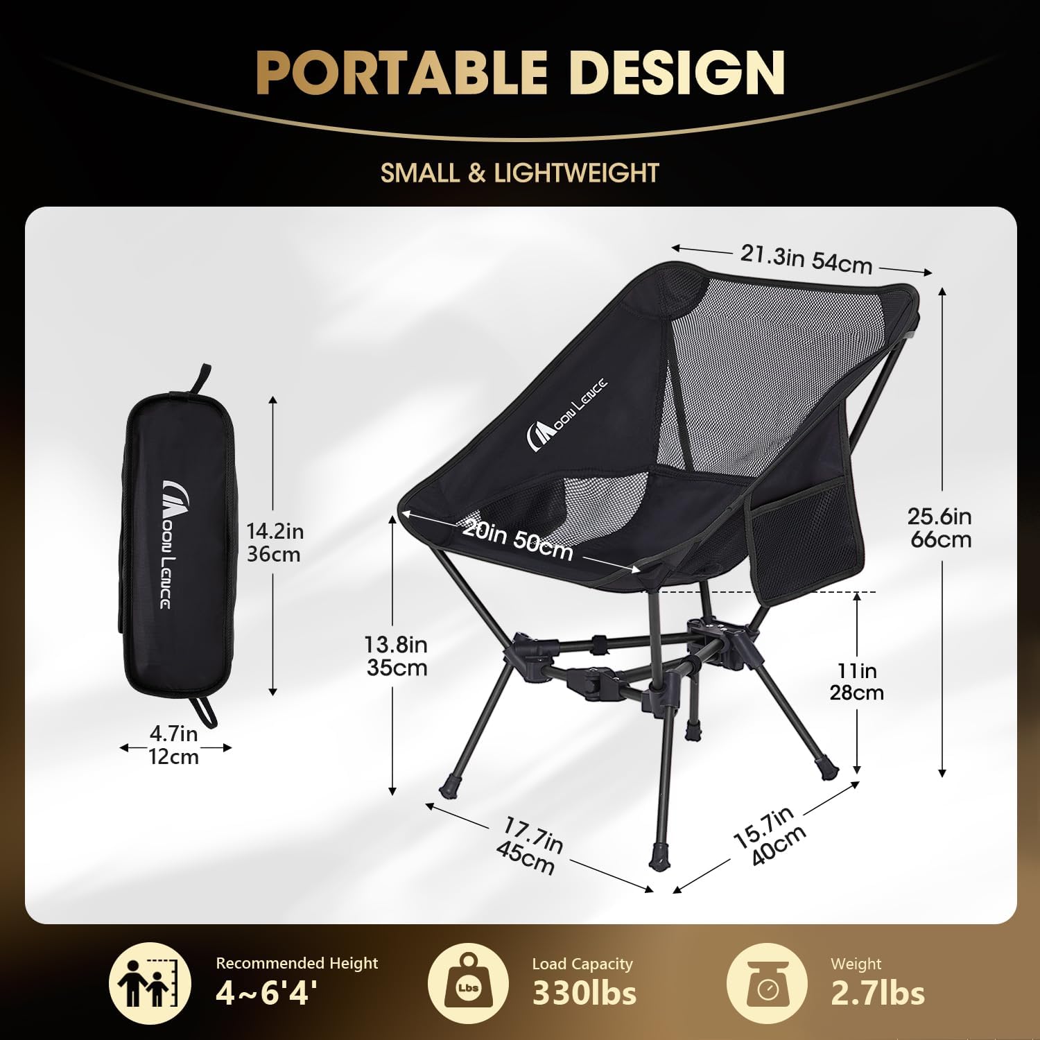 Moon Lence backpacking chair compact foldable design