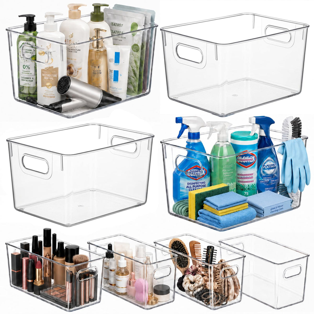 MOONEDGE 11.14x8.15x6.1 inch large clear storage bin